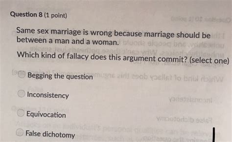Question Point Same Sex Marriage Is Wrong Chegg
