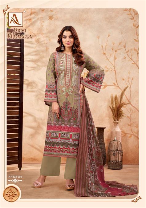 Alok Suit Rihaana Fancy Pakistani Print Cotton Suit Catalog Exporters