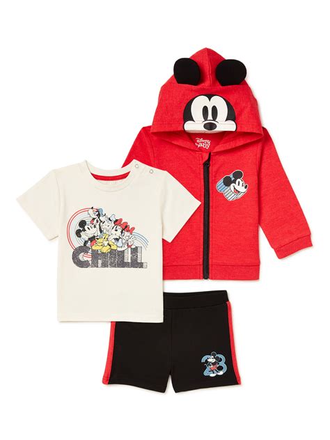 Disney Mickey Mouse Baby Boy Cosplay Hoodie, T-Shirt & Shorts Outfit Set, 3-Piece, Sizes 0/3-24 ...