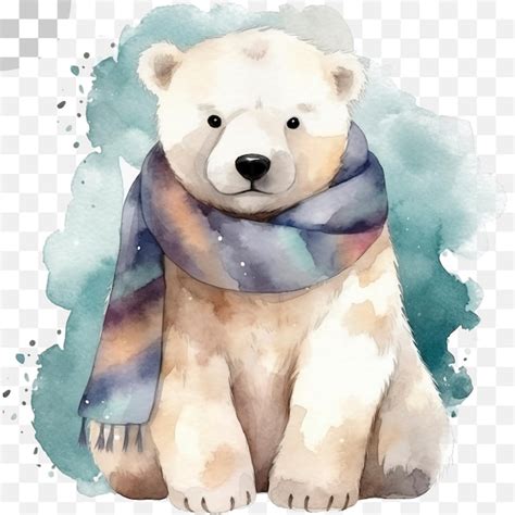 Premium Psd Polar Bear Watercolor Transparent Background