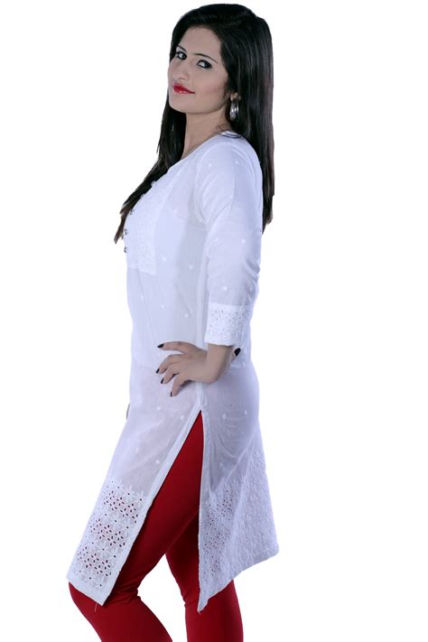 Buy White Solid Chicken Cotton Kurti With Button Online 599 From