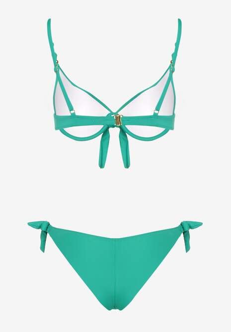 Ciemnozielone Bikini Majtki i Biustonosz z Wiązaniem Sadeenne Renee