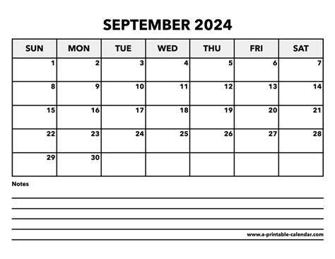 Calendar September 2024 A Printable Calendar