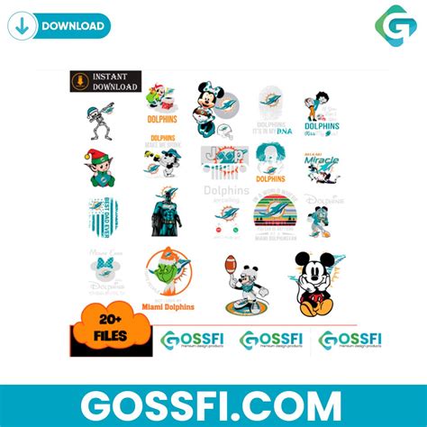 Files Mickey Minnie Dolphins Football Team Bundle Svg Gossfi