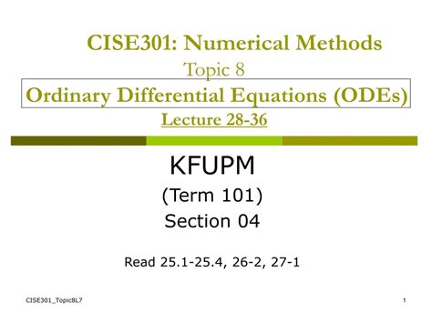 Ppt Cise Numerical Methods Topic Ordinary Differential