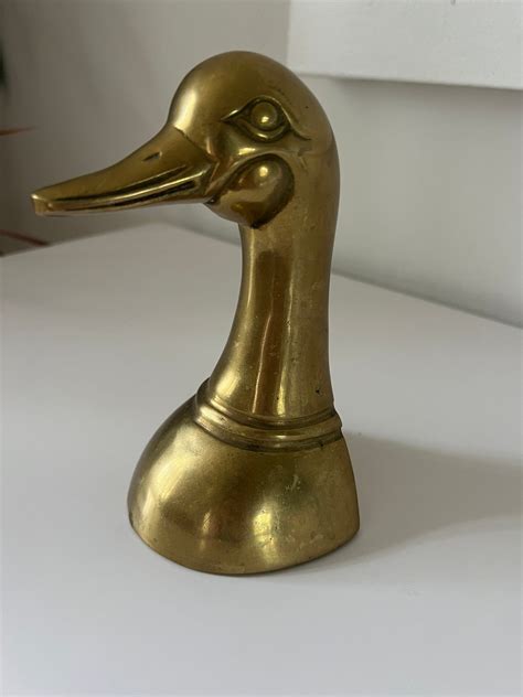 Vintage Polished 100 Cast Brass Duck Bookend Circa 1950 Mid Century 6