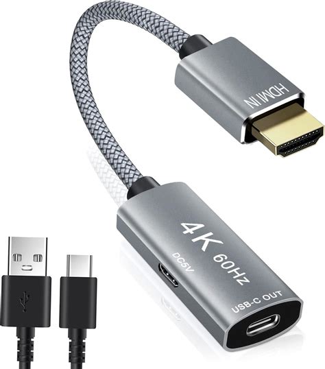 محول كيبل HDMI ذكر الى USB C انثى مع كيبل طاقة Micro USB محول مخرج