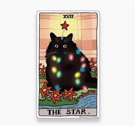 The Star Tarot Cat Meme Die Cut Sticker