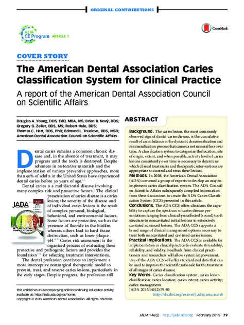 Pdf The American Dental Association Caries Classification System For