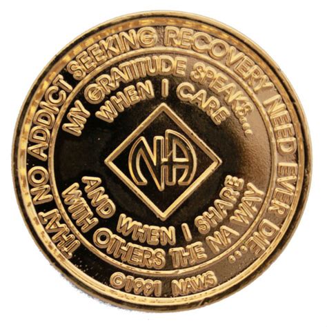 Na Gold Bling Recovery Medallion Narcotics Anonymous Anniversary Coin