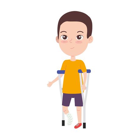 Boy With Crutches 4992271 Vector Art At Vecteezy