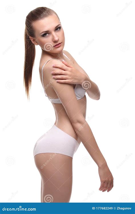 Woman In White Lingerie Gorgeous Figure Stock Image Image Of Portrait Shapely 177682249