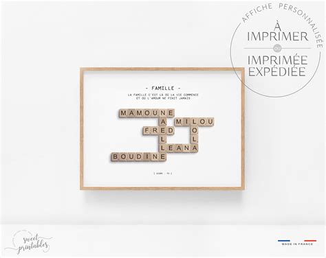 Affiche mots croisés type scrabble 100 personnalisée Idéal Etsy