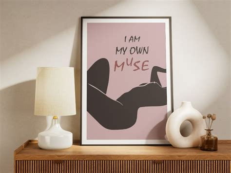 Empowerment Art I Am My Own Muse Striking Nude Female Illustration Modern Minimalist Wall