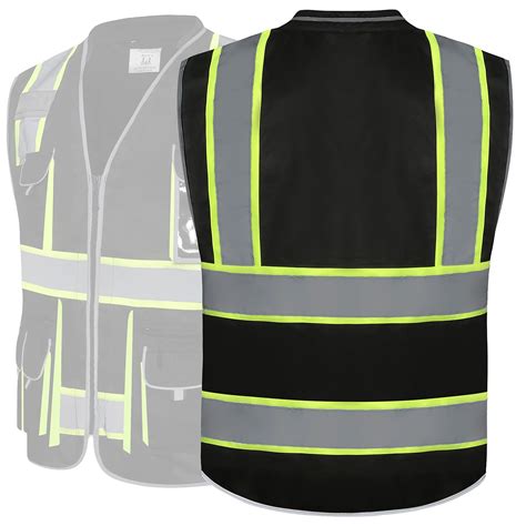 Snapklik Jksafety Pockets Hi Vis Zipper Front Black Safety