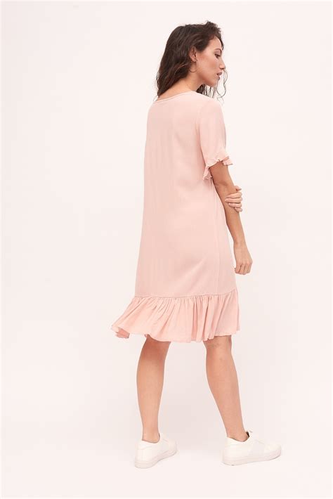 Vestido Corto Nude Botones Moda Al Por Mayor