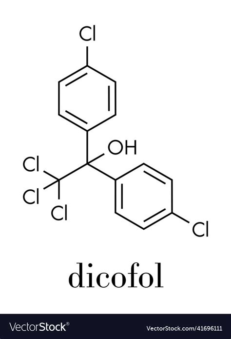 Dicofol organochlorine pesticide molecule Vector Image