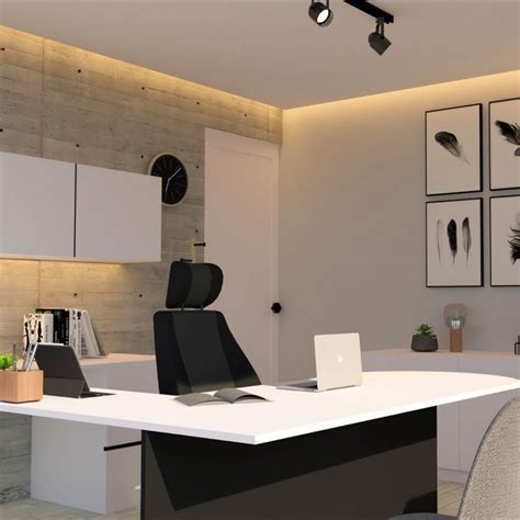 Oficina Minimalista En Blanco Y Negro Decorar Oficinas En Casa