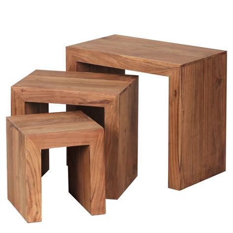 Wohnling Beistelltisch Massiv Holz Akazie X Cm Wohnzimmer Tisch