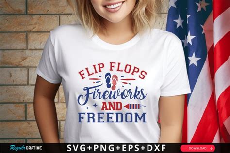 Flip Flops Fireworks And Freedom SVG 4th Of July SVG Design