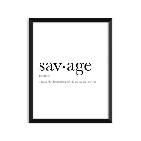 Savage definition romantic dictionary art print office