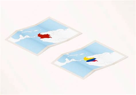 Two Versions Folded Map Papua New Guinea Flag Country Papua Stock