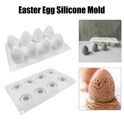 Easter Egg Silicone Mold Eight Holes Three Dimensional Egg Shape Plaster Mold Diy Handmade Home