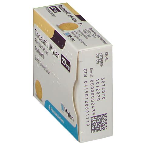 Tadalafil Mylan 20 Mg 4 St Mit Dem E Rezept Kaufen Shop Apotheke