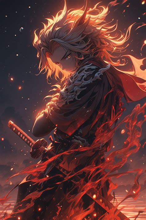 Kyōjurō Rengoku 4K Wallpaper - Fiery Demon Slayer Art in 2024 | Cartoon ...