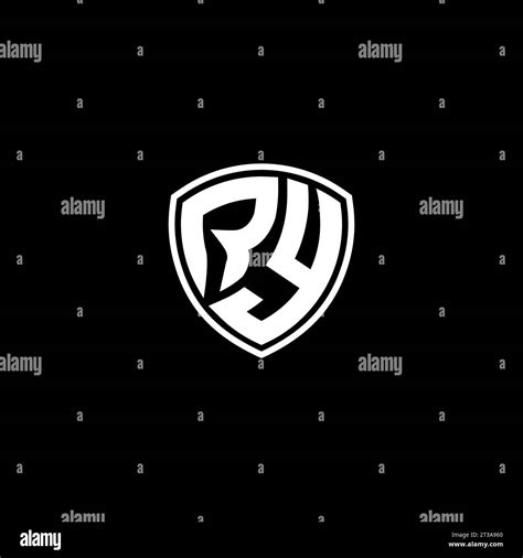 RY Logo Monogram Emblem Style With Shield Shape Design Template Ideas