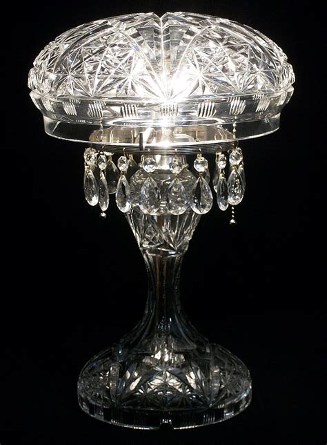 Antique Period Pairpoint American Brilliant Cut Lead Glass Crystal Lamp Mushroom For Sale