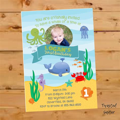 Under The Sea Birthday Invitations Boy Jikilop Jiki