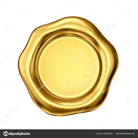 Golden Wax Seal Isolated White Background Stock Photo Image By