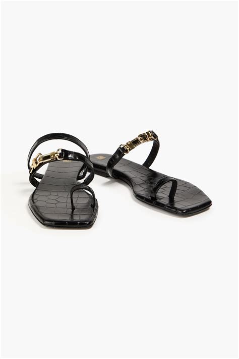 Toteme Embellished Croc Effect Leather Sandals The Outnet