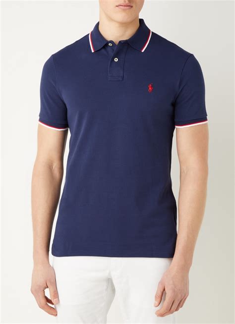 Ralph Lauren Custom Slim Fit Polo Van Piqué Katoen Met Getipte Boorden