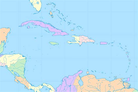 Mapa Del Caribe Y Sus Islas Antillas Mayores Y Antillas Menores