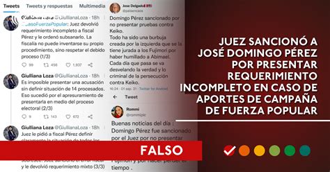 Es Falso Que Juez Sancionó A Fiscal José Domingo Pérez Por Presentar