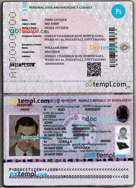 Bangladesh Passport Psd Download Template 2020 Present By Intempl