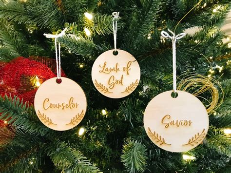 Names Of Christ Ornament Set Of 12 Christmas Ornament Wood Etsy