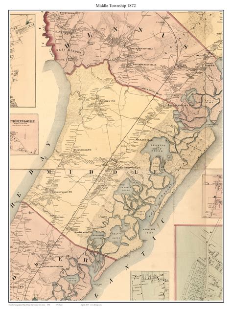 Middle Township, New Jersey 1872 Old Town Map Custom Print - Cape May ...