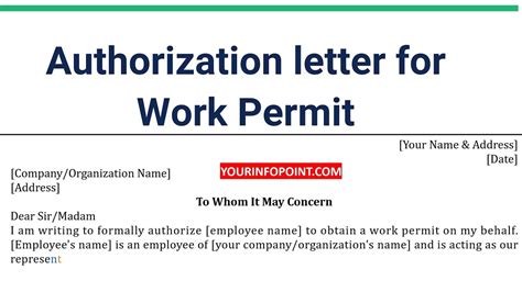 Authorization Letter For Work Permit Sample How To Write Whom It May