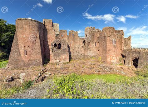 Goodrich Castle - Front View, Herefordshire. Stock Photo - Image of ...