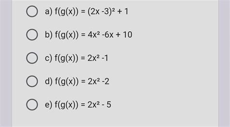 Sejam As Funções F X 2x 3 E G X X² 1 Temos Que A Função