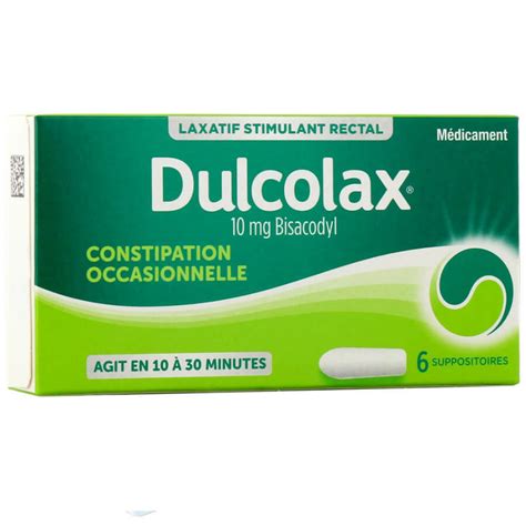 Dulcolax 10 Mg Bisacodyl 6 Suppositoires