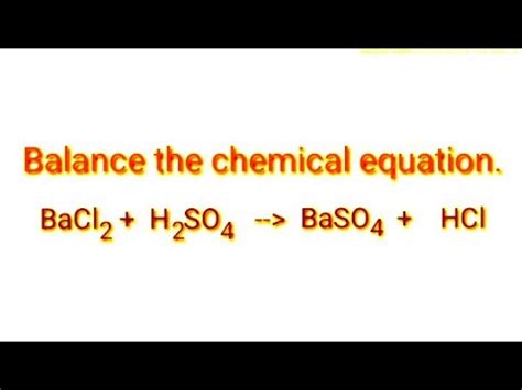 Balance The Chemical Equation Bacl H So Baso Hcl Youtube