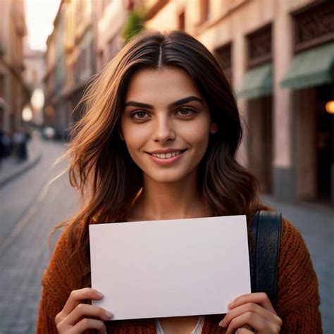 Premium Photo Woman Holding Signboard Smiling