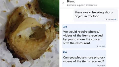 Man Finds Sharp Object In Zomato Order Accuses Customer Care Of Copy