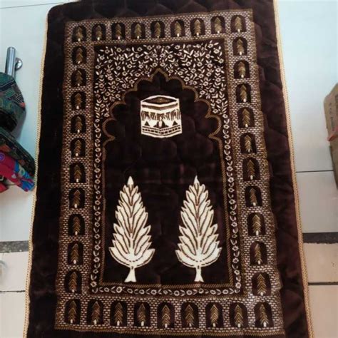 Jual Sajadah Afghani Empuk Gambar Kabah Masjid Tebal 70x110 Cm Cokelat