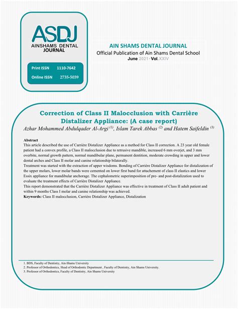 PDF Correction of Class II Malocclusion with Carrière Distalizer