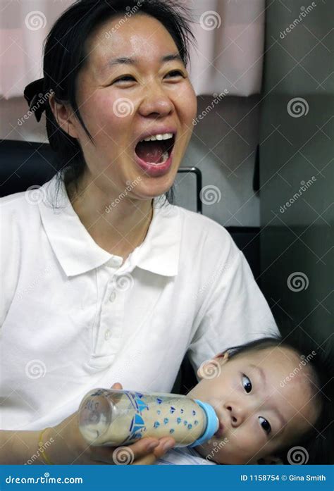 Korean Child With His Mother Stock Photo Image Of Expression Asia